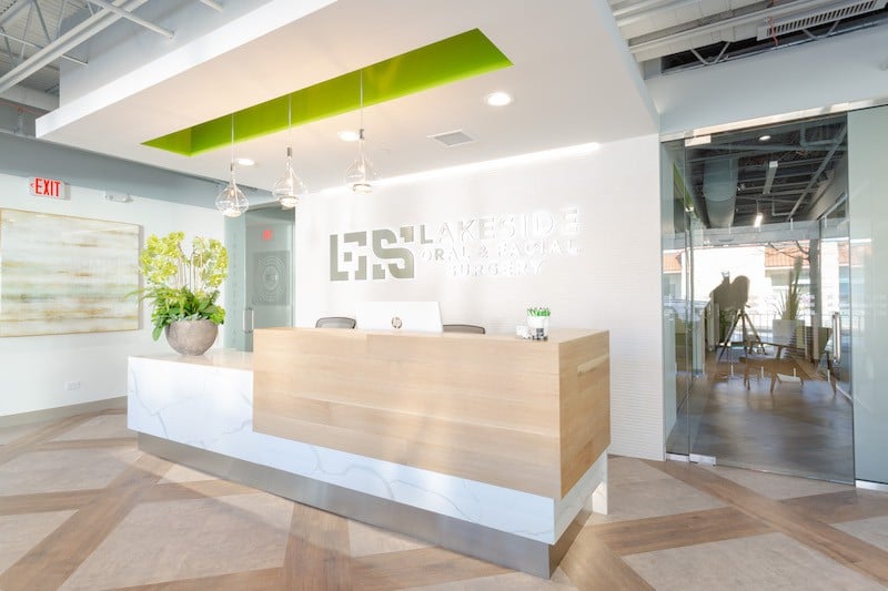Winnetka IL Office, Reception desk, Lakeside Oral & Facial Surgery