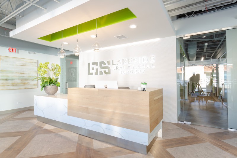 Winnetka IL Office, Reception desk, Lakeside Oral & Facial Surgery